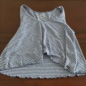 Hollister Tank Striped Blue and white cropped
